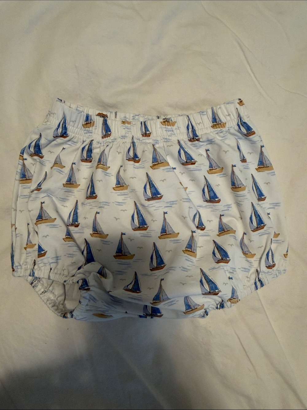 Kids Bloomers Shorts with Blue and Tan Sailboat Print 18M